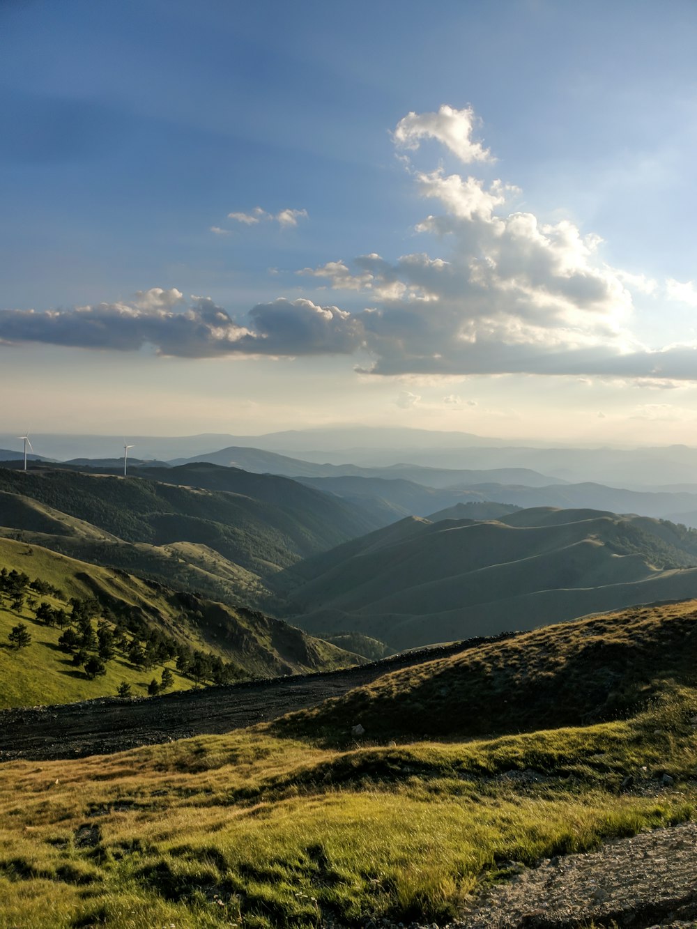 a landscape with hills and trees