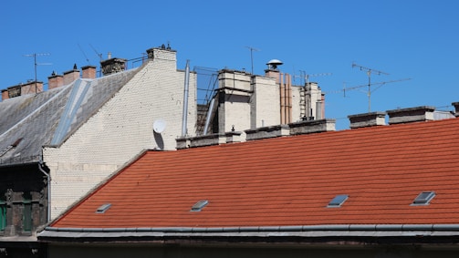 a building with a red roof