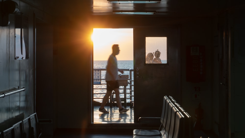 a person standing in a doorway