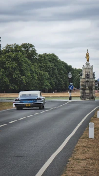 a car driving down a road