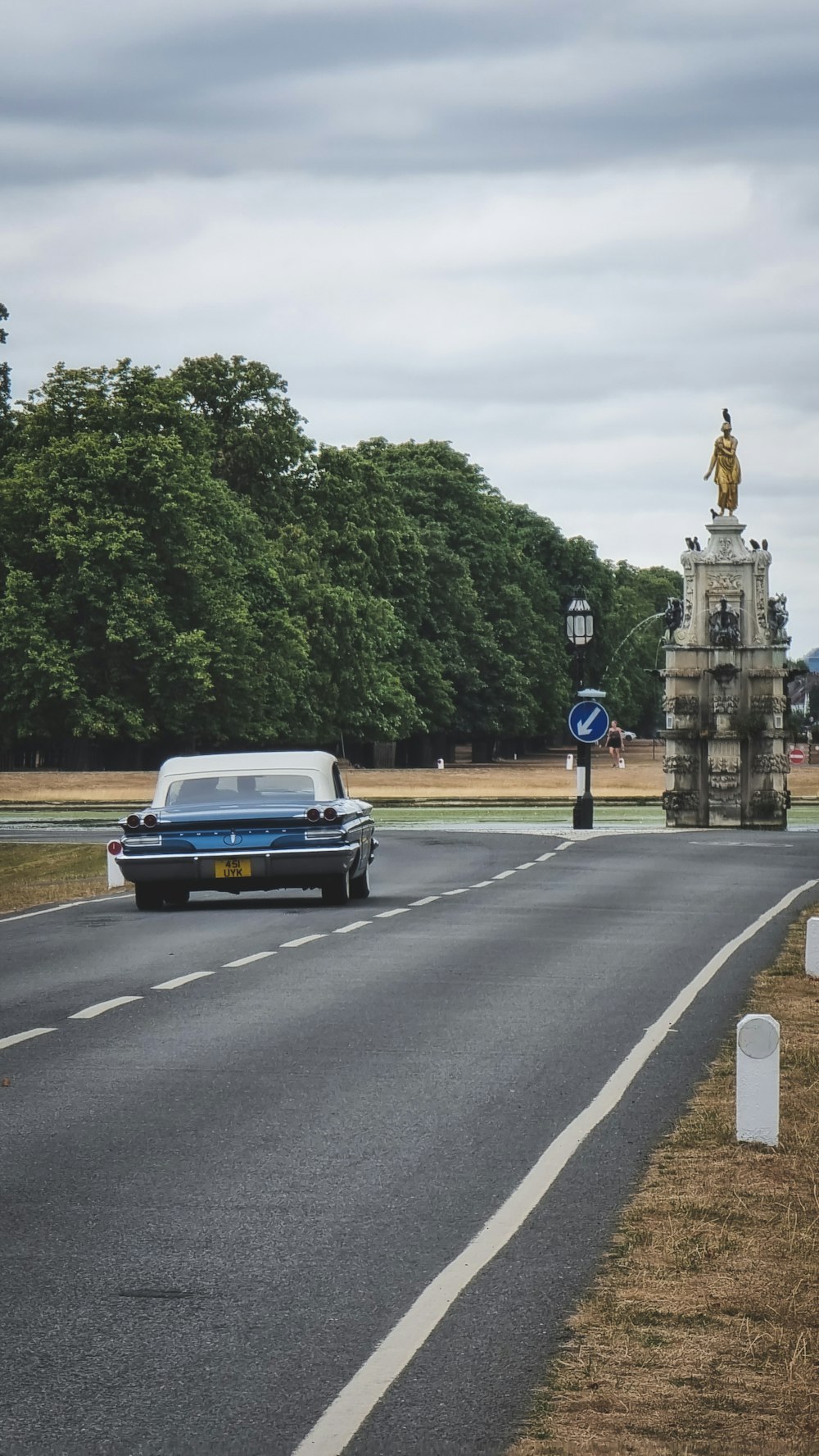 a car driving down a road