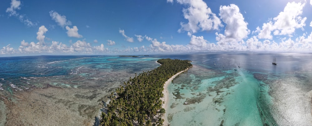 a beach with blue water