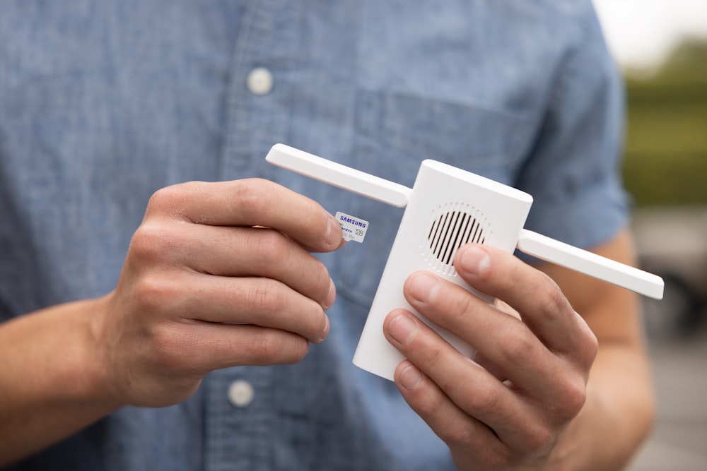 a person holding a card