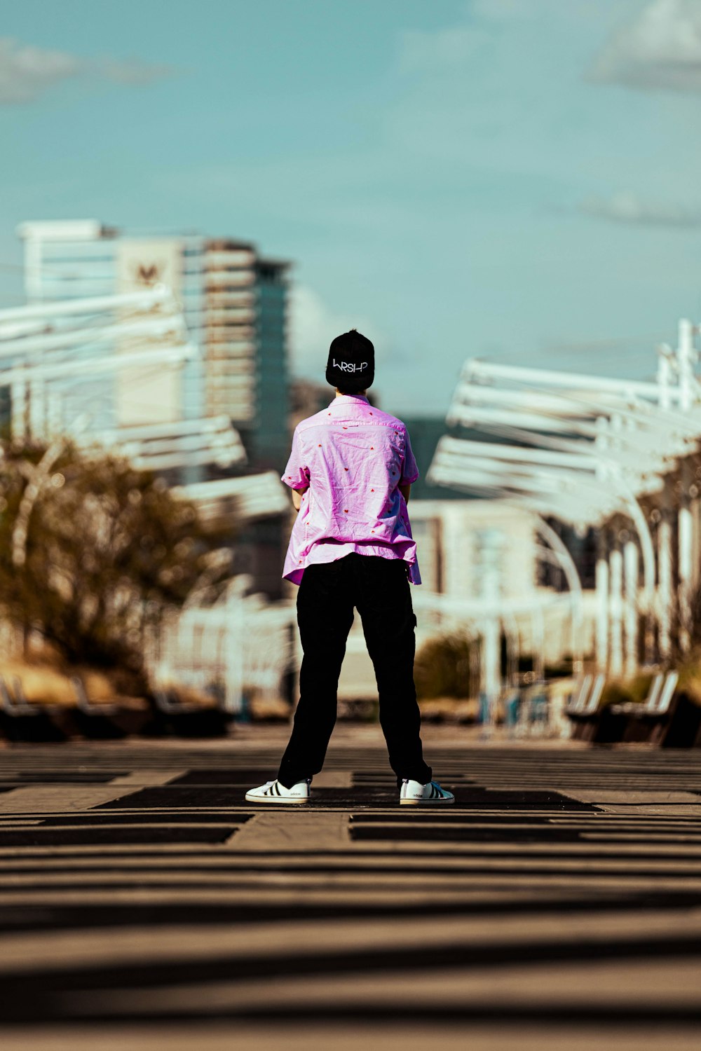 a person standing on a street