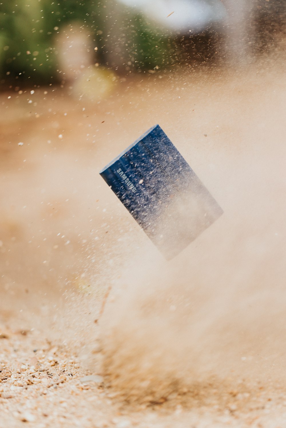 a blue square on a table