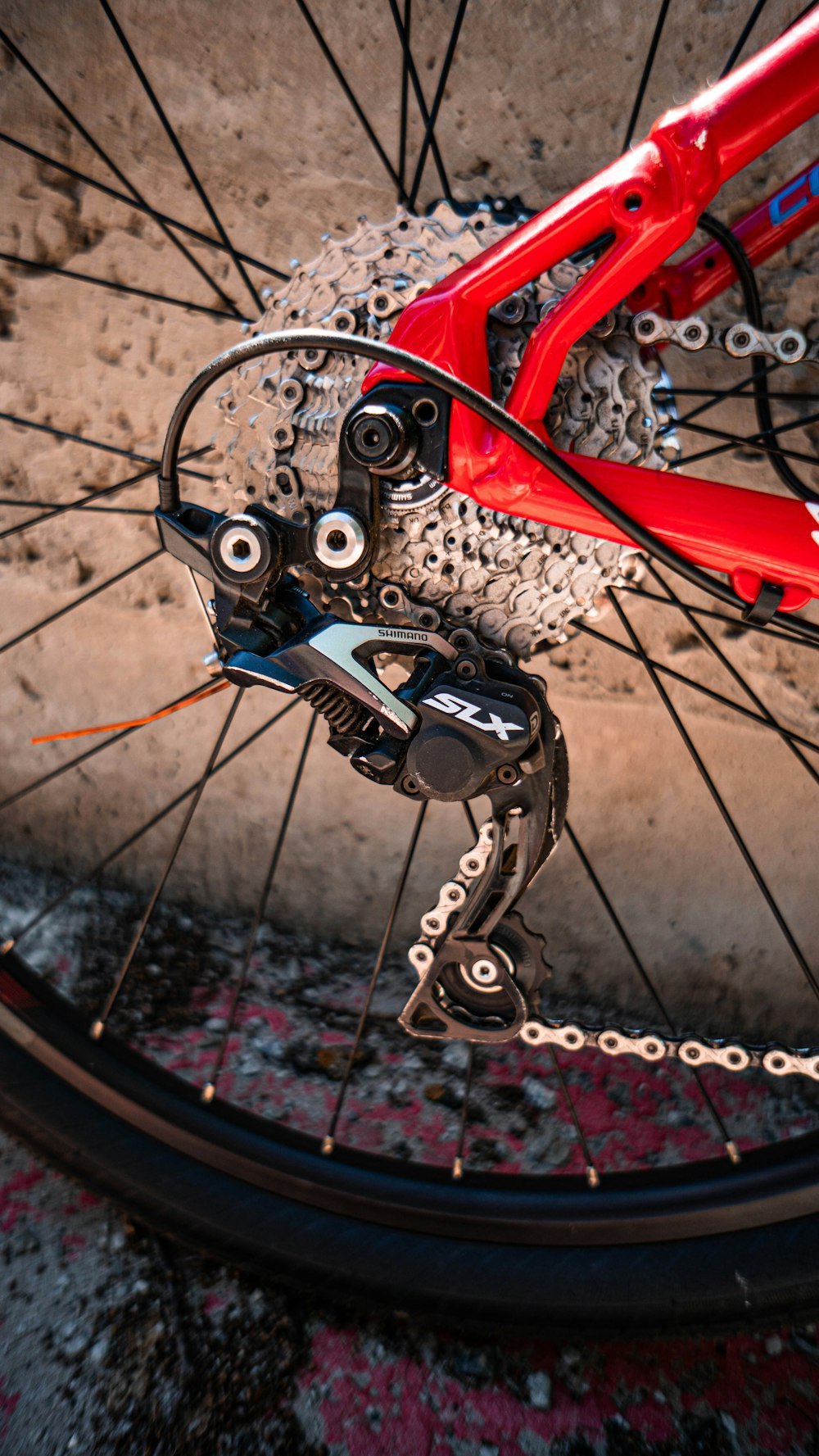 빨간 테두리가있는 자전거 타이어