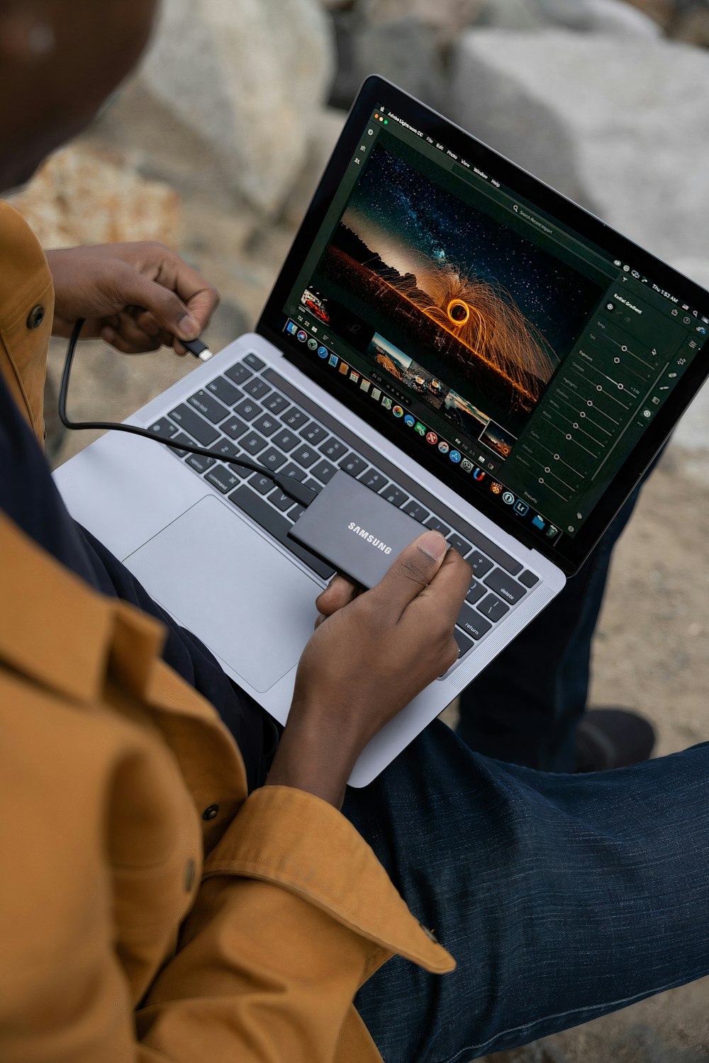 a man using a laptop