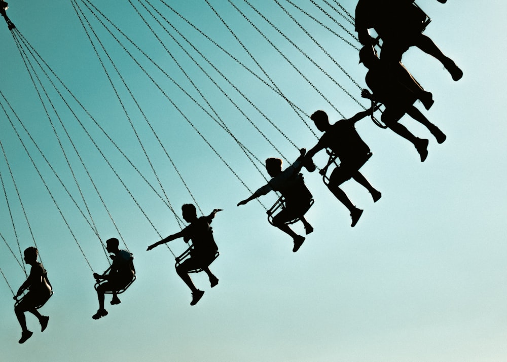 a group of people skydiving