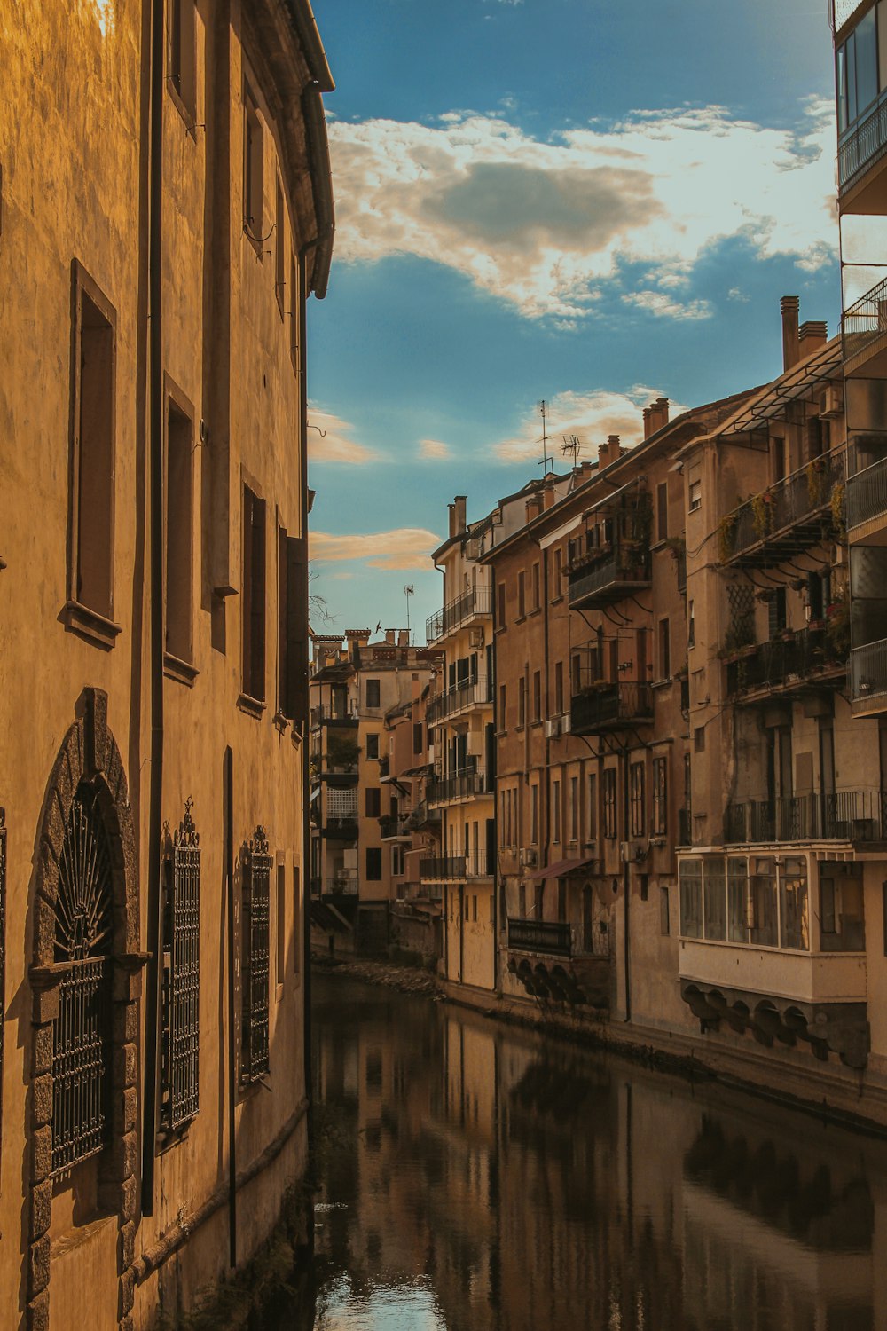 a canal between two buildings