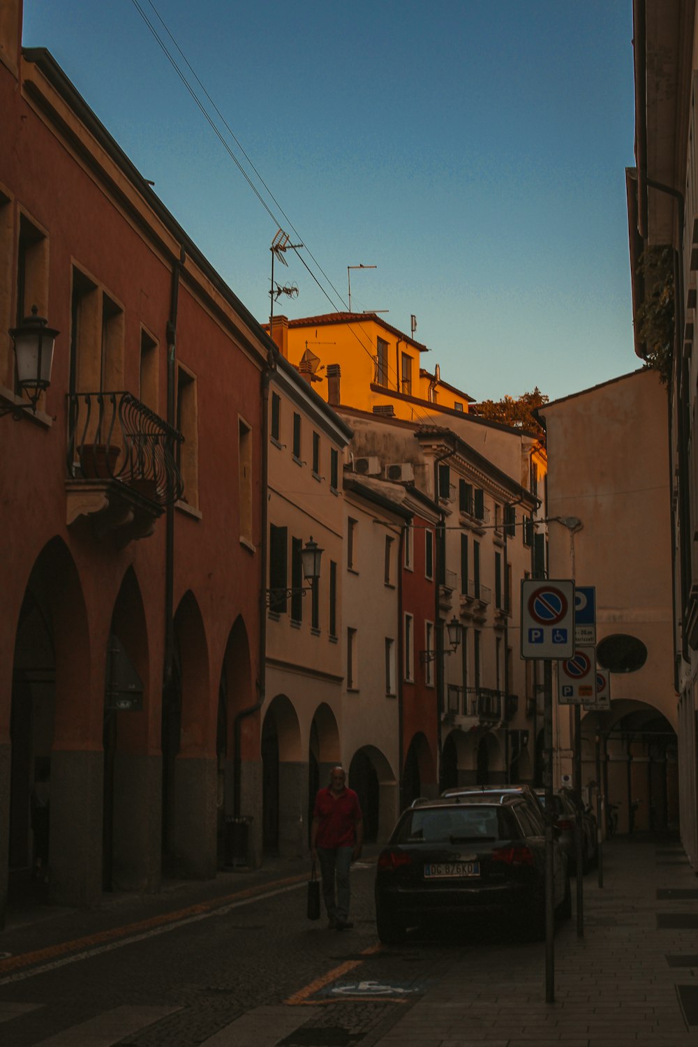 a person walking down a street