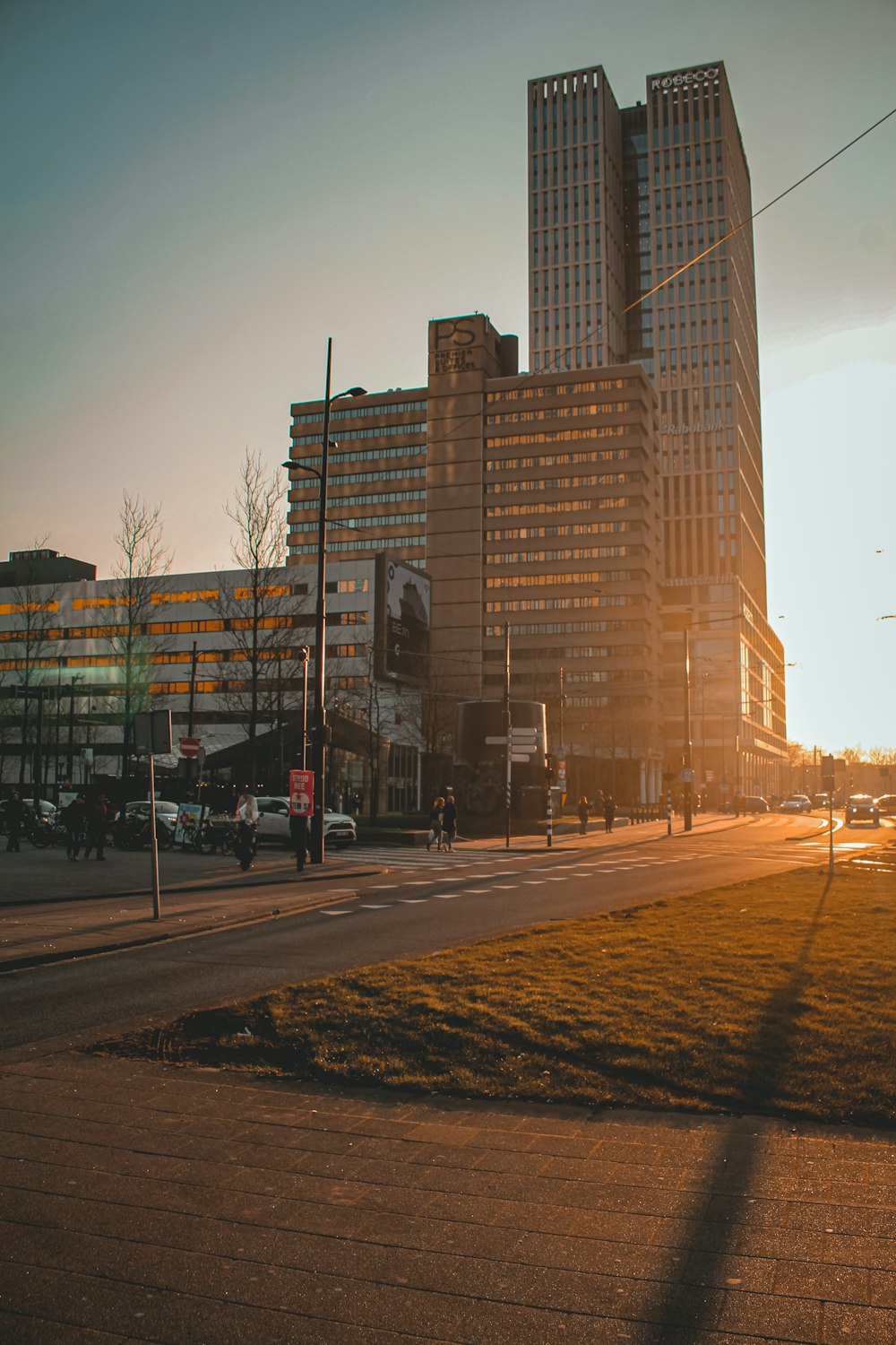 a street with tall buildings on either side of it