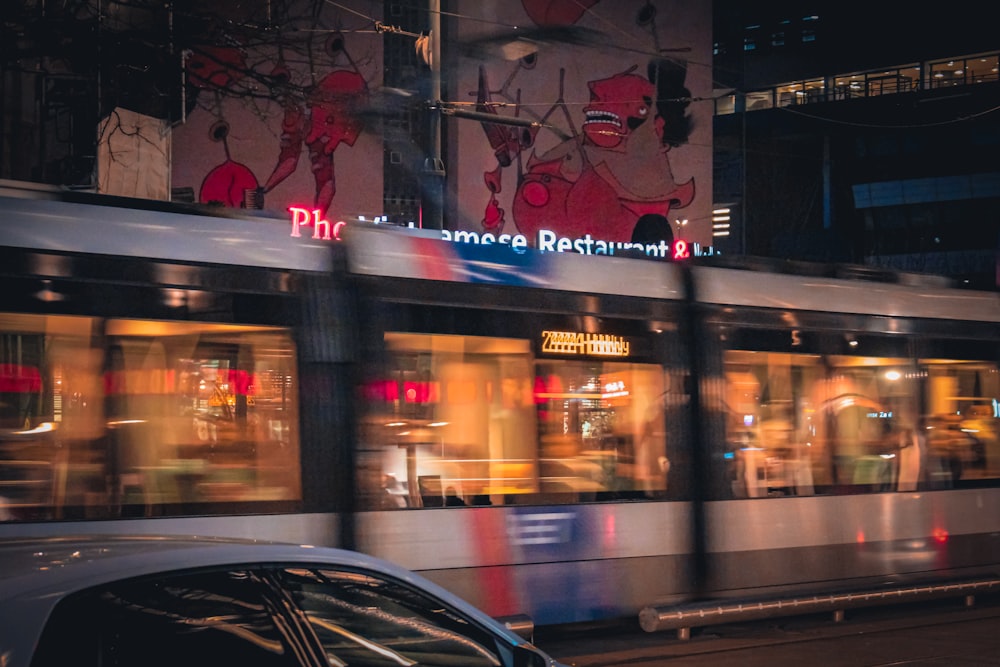 a city street at night