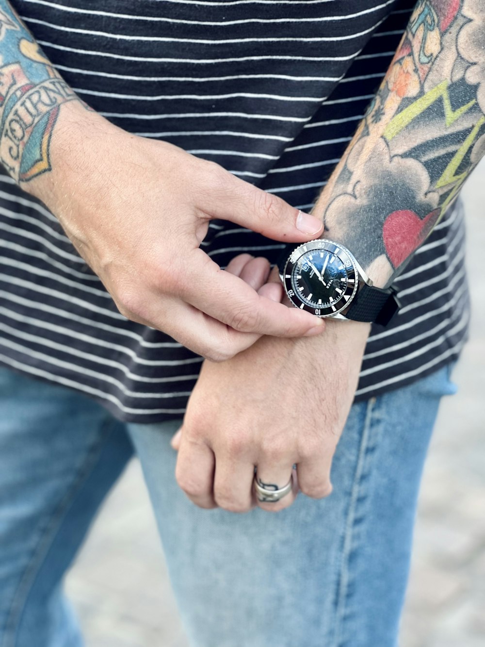 a person holding a watch