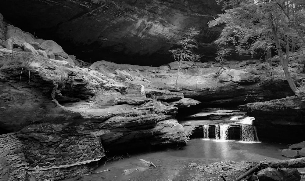 a river flowing through a rocky area