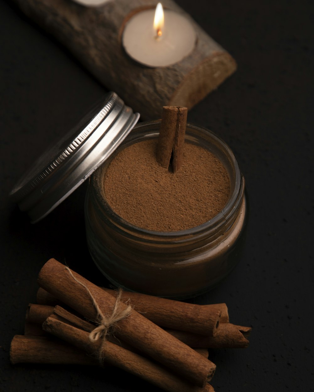 a candle in a jar