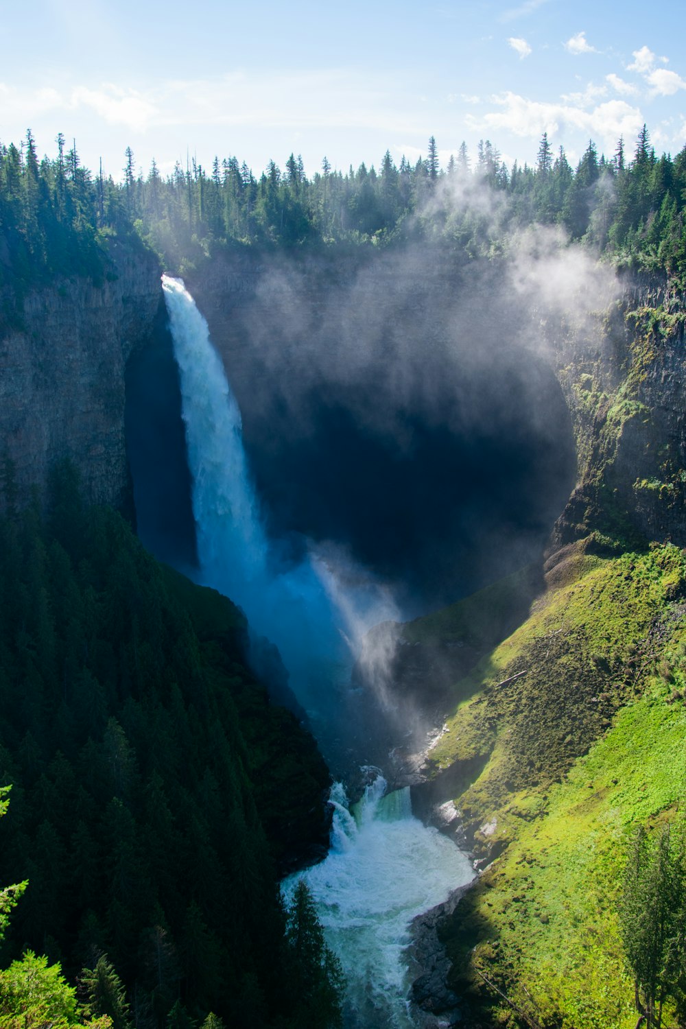 a waterfall in a forest