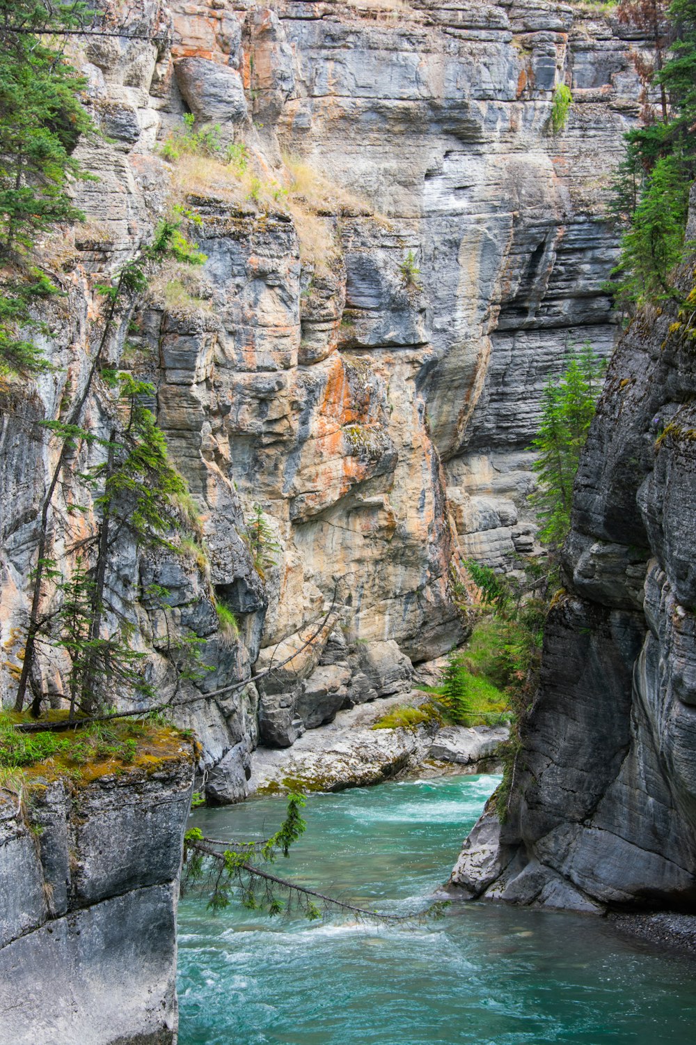 a river going through a canyon