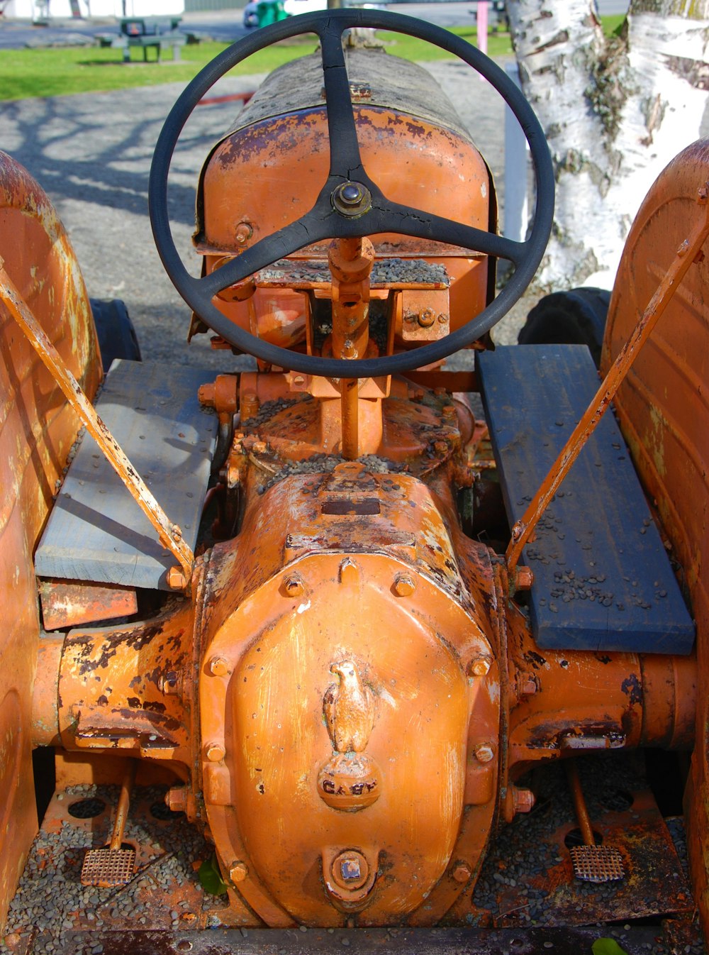 a rusted out tractor