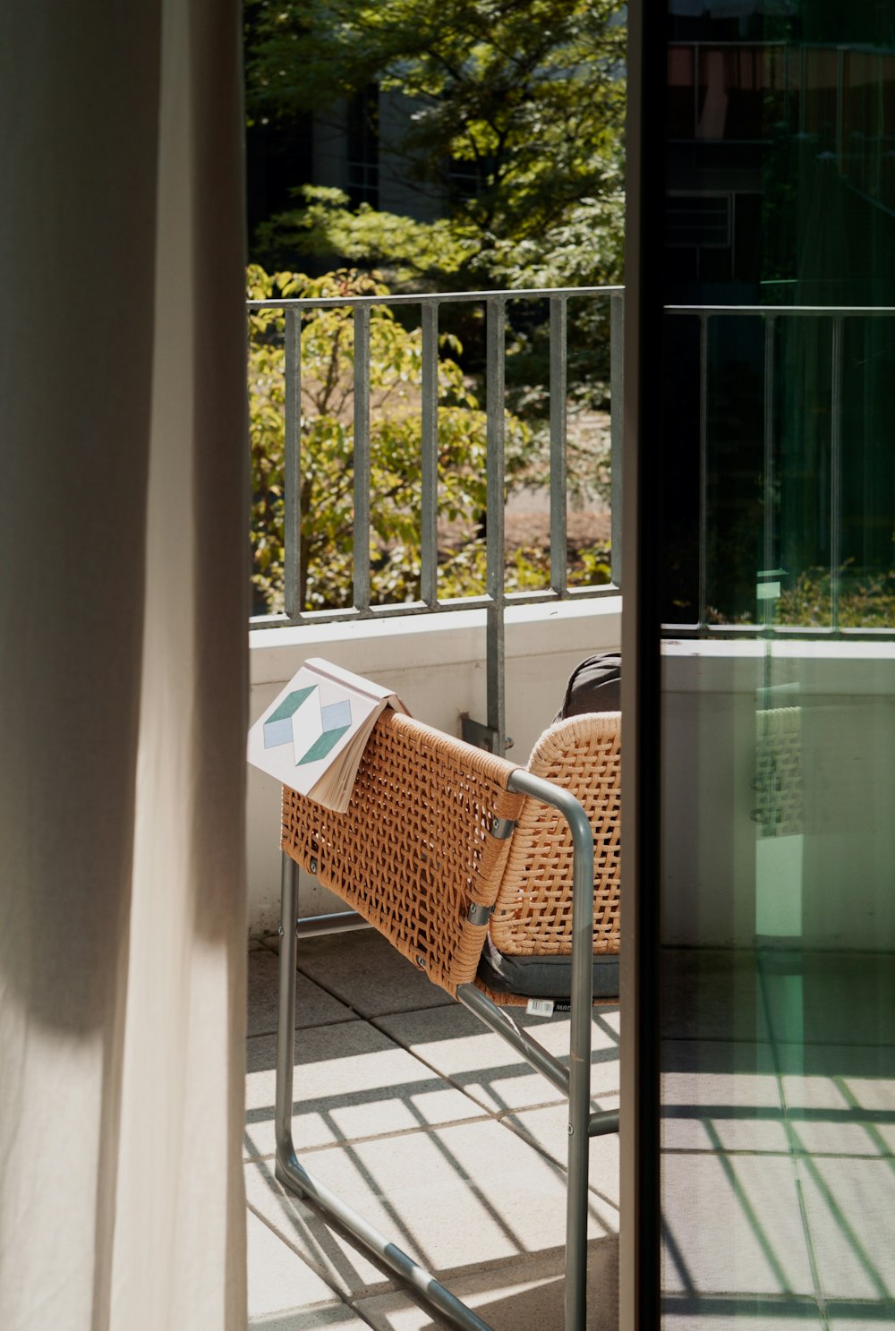 a chair outside a door