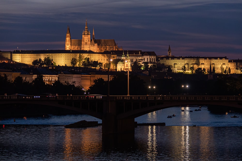 a city with a bridge over water