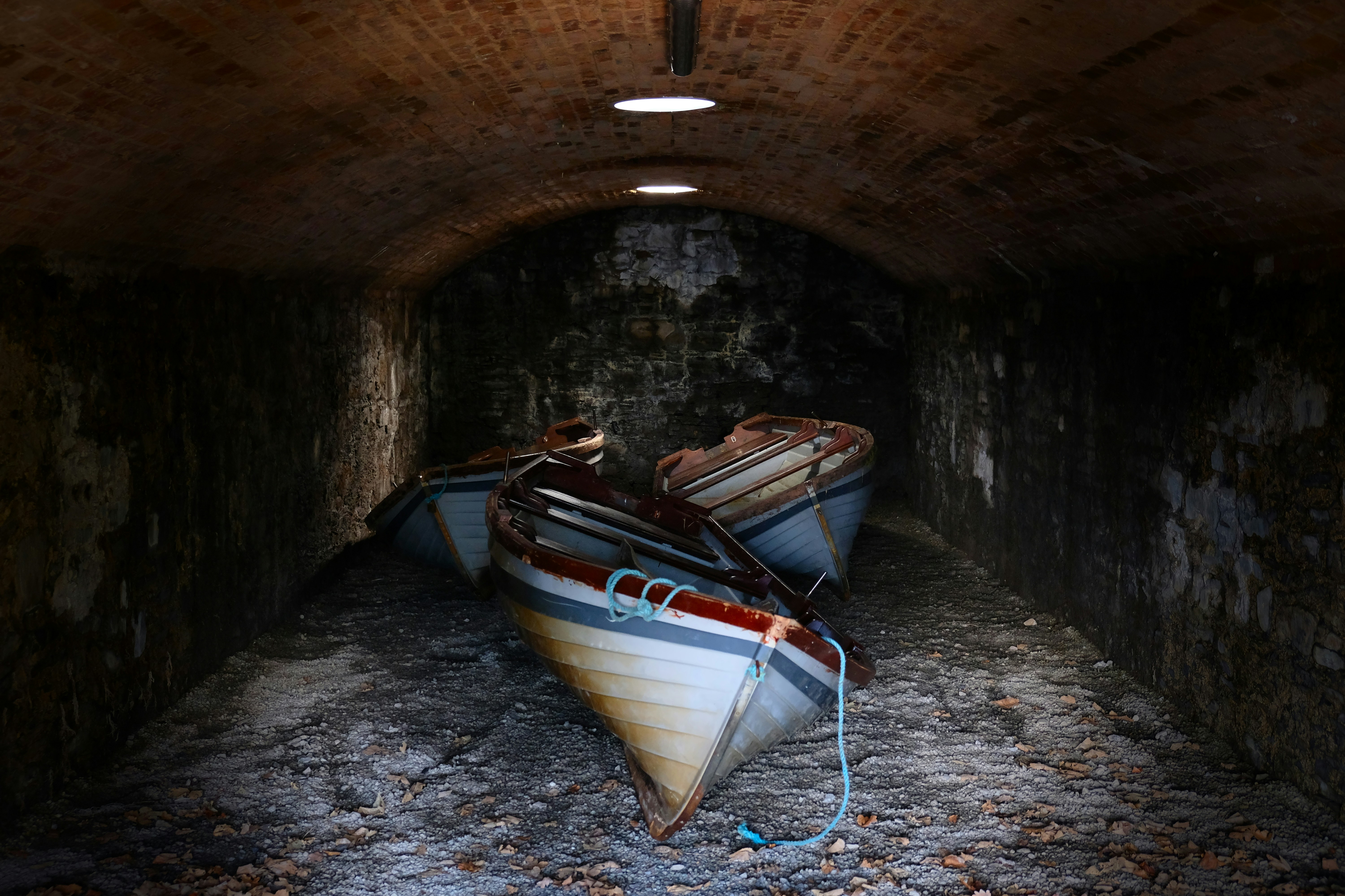 boats in a tunnel