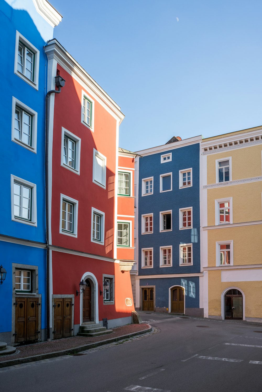 a row of colorful buildings