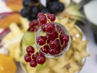 A close-up of luscious fruit purées in various colors.