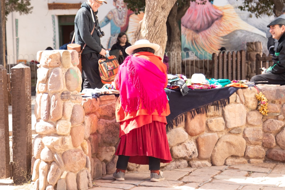 a person wearing a red dress