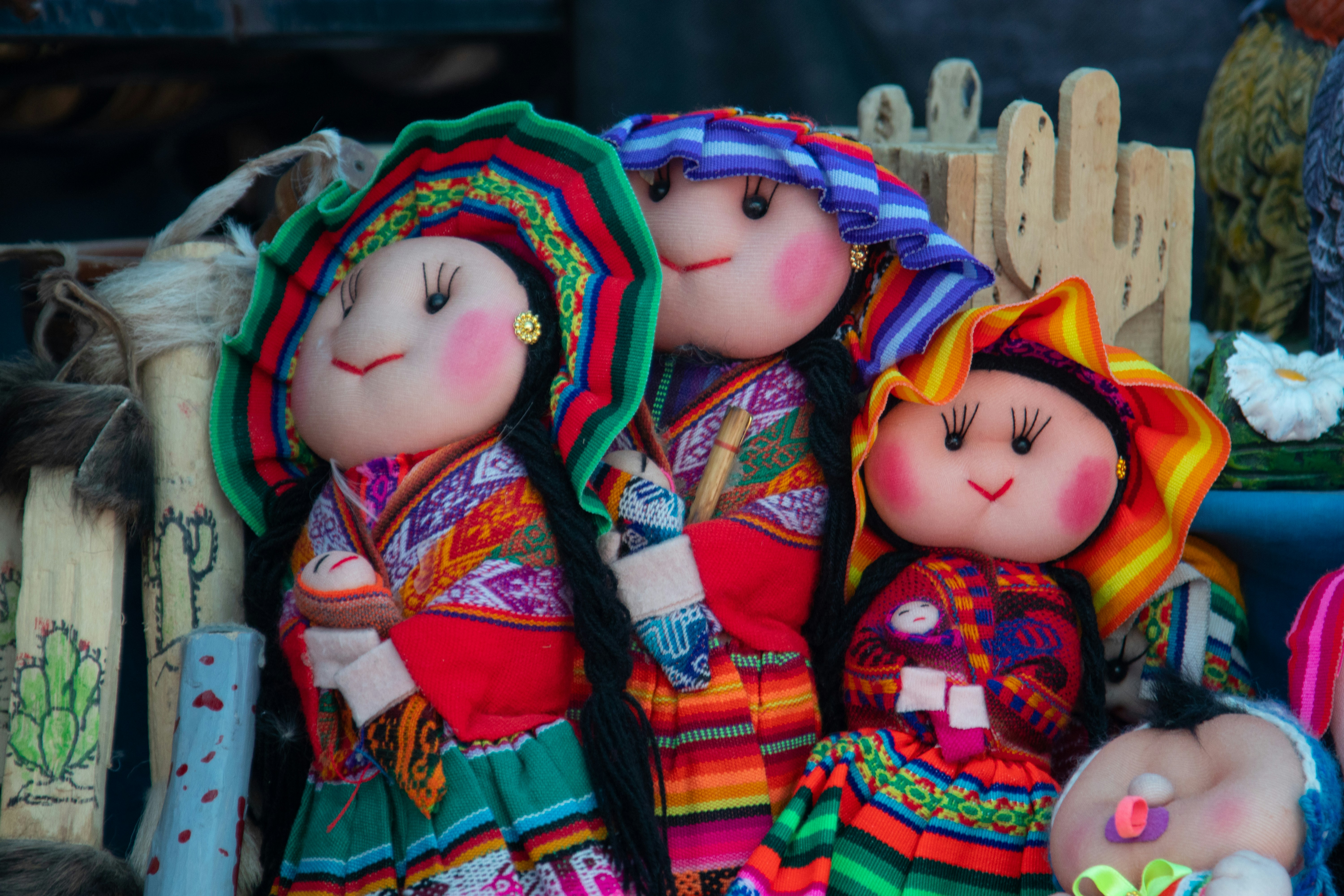 Traditional Hungarian folk dolls in embroidered costumes