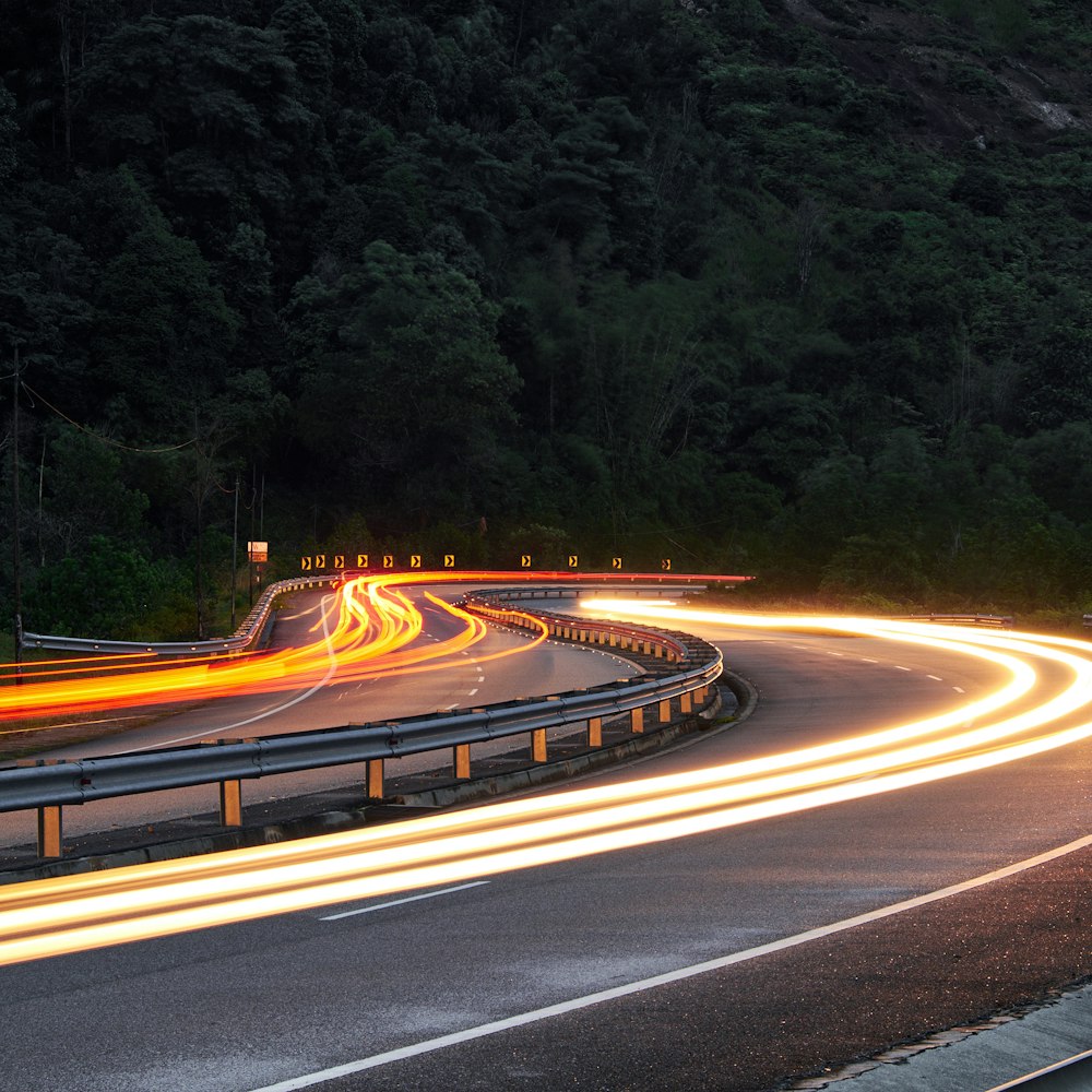 a road with lights on it