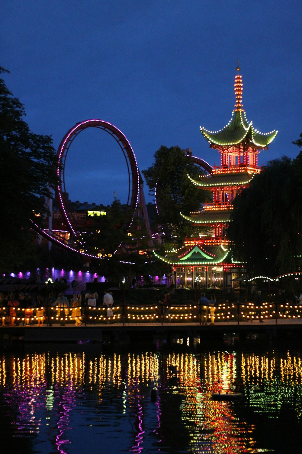 Tivoli Gardens with lights on it