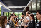 a group of people standing outside