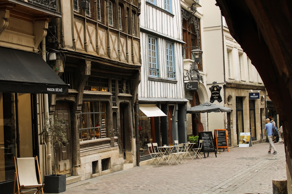 a person walking down a street