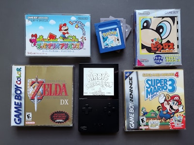 An assortment of retro video game cartridges.