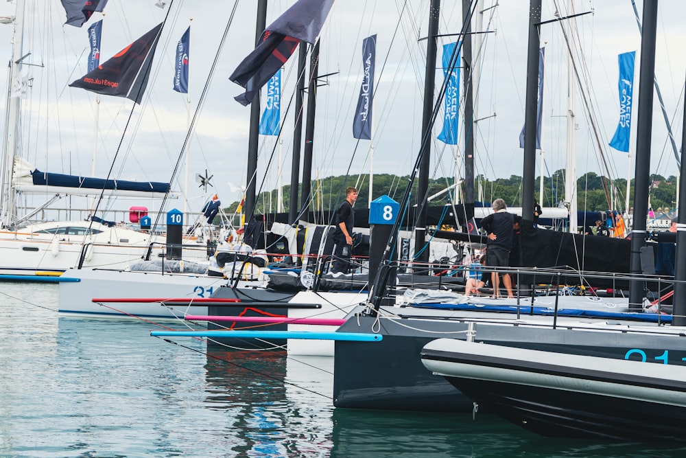 a group of sailboats on the water