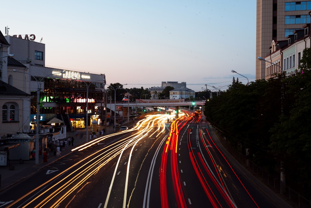 a street with red lights