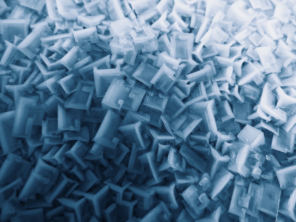 a pile of white cubes