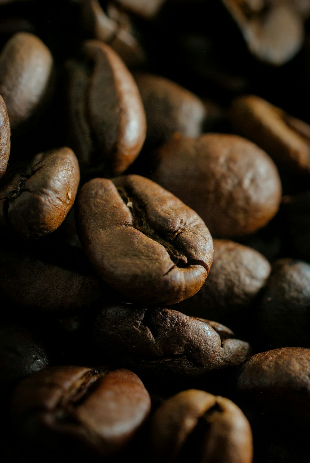 a pile of brown coffee beans