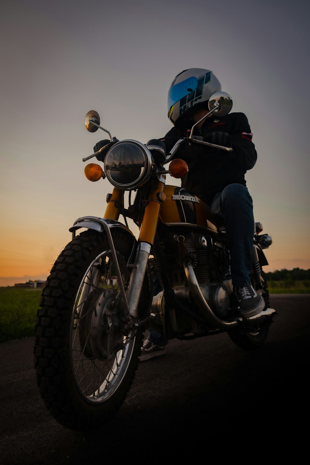 a man on a motorcycle