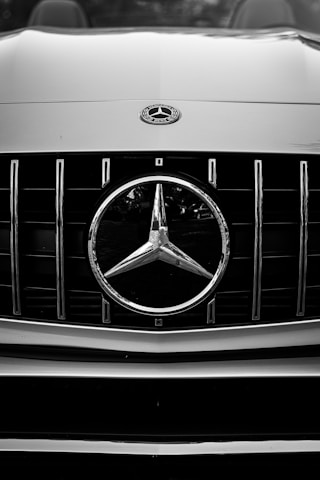 a close up of a car's headlight