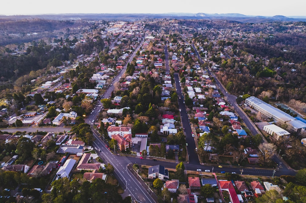 an aerial view of a city