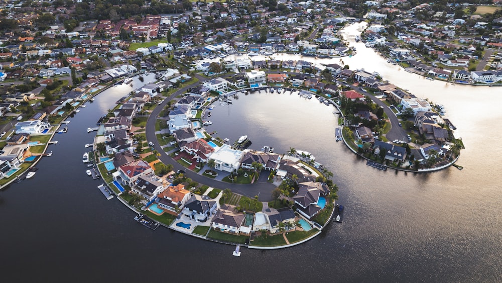 a city with a river running through it