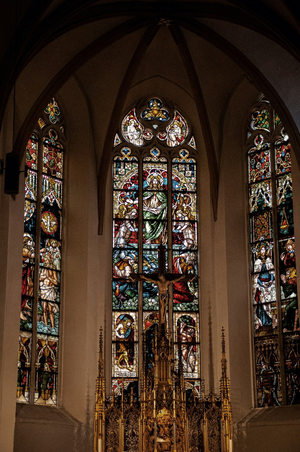 a large stained glass window