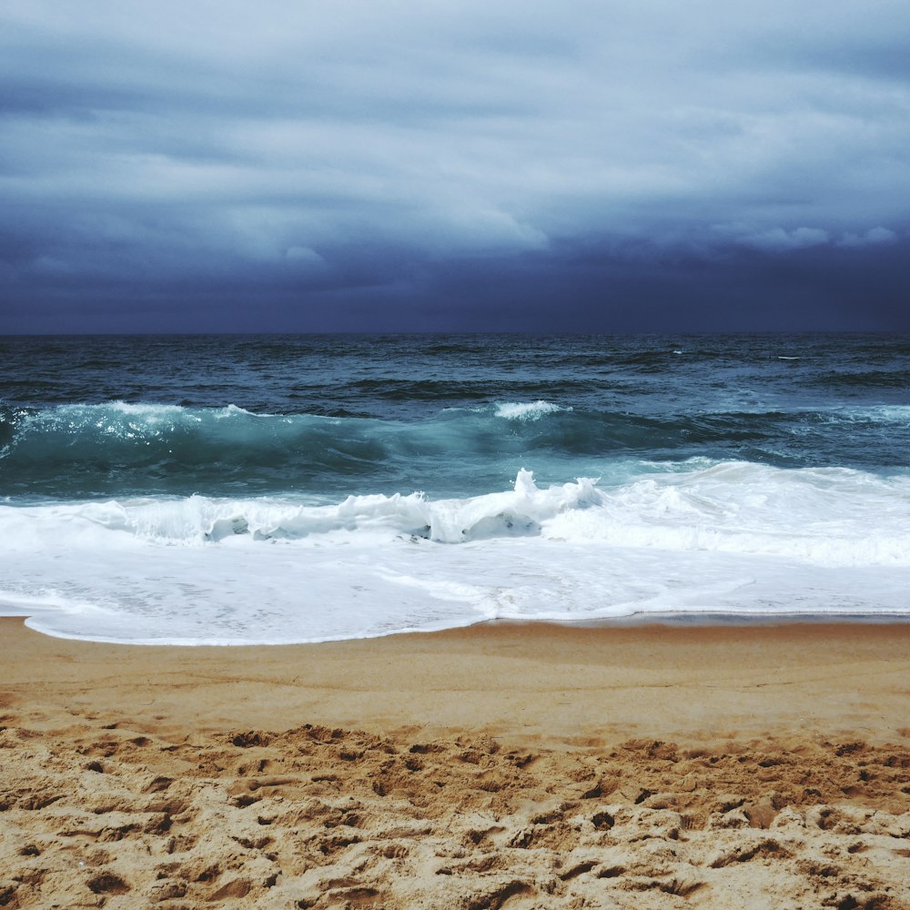 waves crashing on a beach