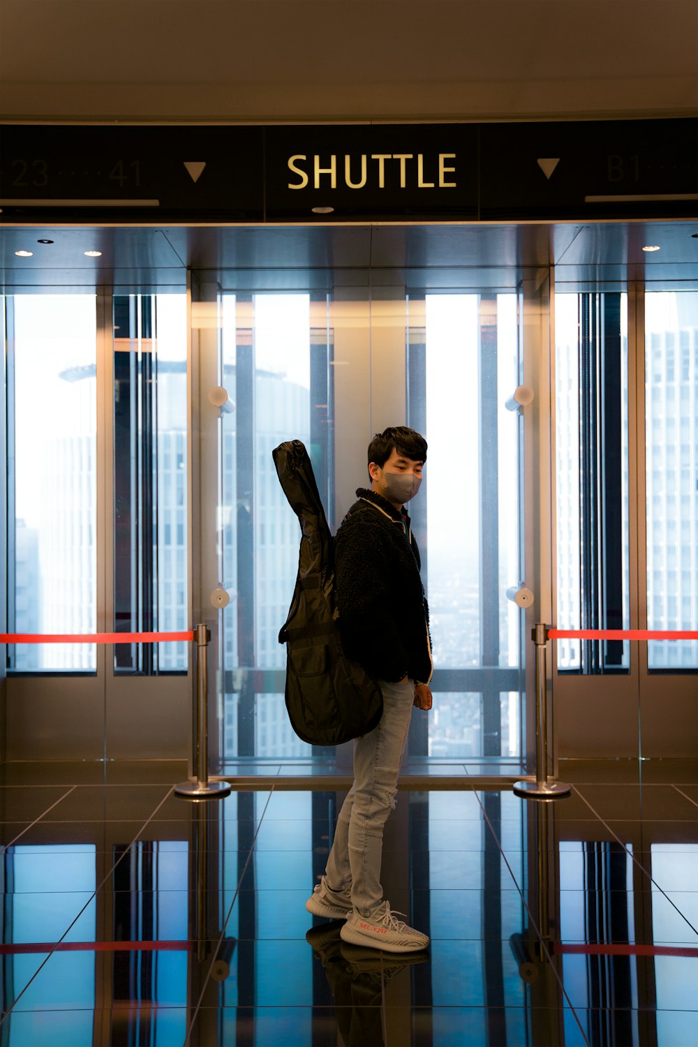 a person standing in a doorway