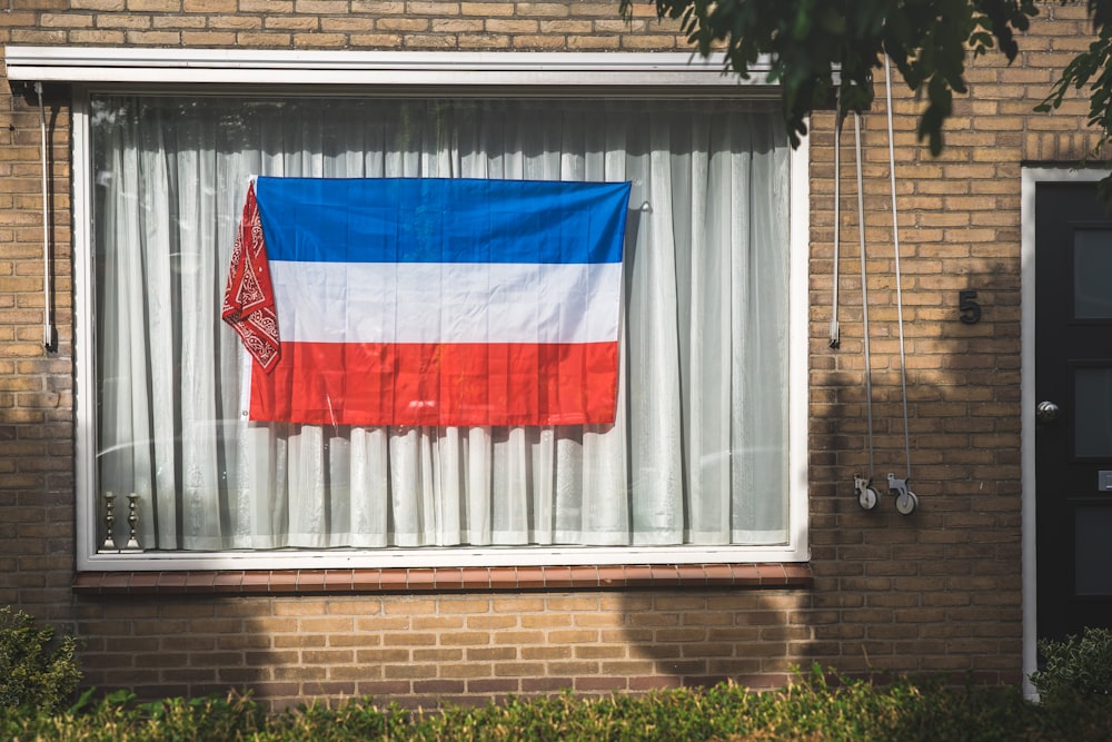 a flag on a window