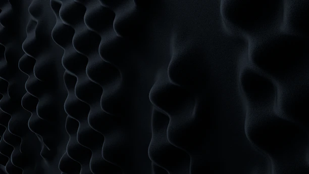 Minimalist, dark-toned soundwave pattern overlaying a textured surface inspired by vineyard soil.