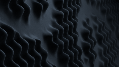 Abstract wave-like patterns create a textured surface with smooth curves. The dark tones convey a sense of depth, producing a visually intriguing design reminiscent of sand dunes or fabric folds.