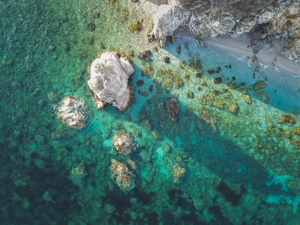 underwater view of a rock