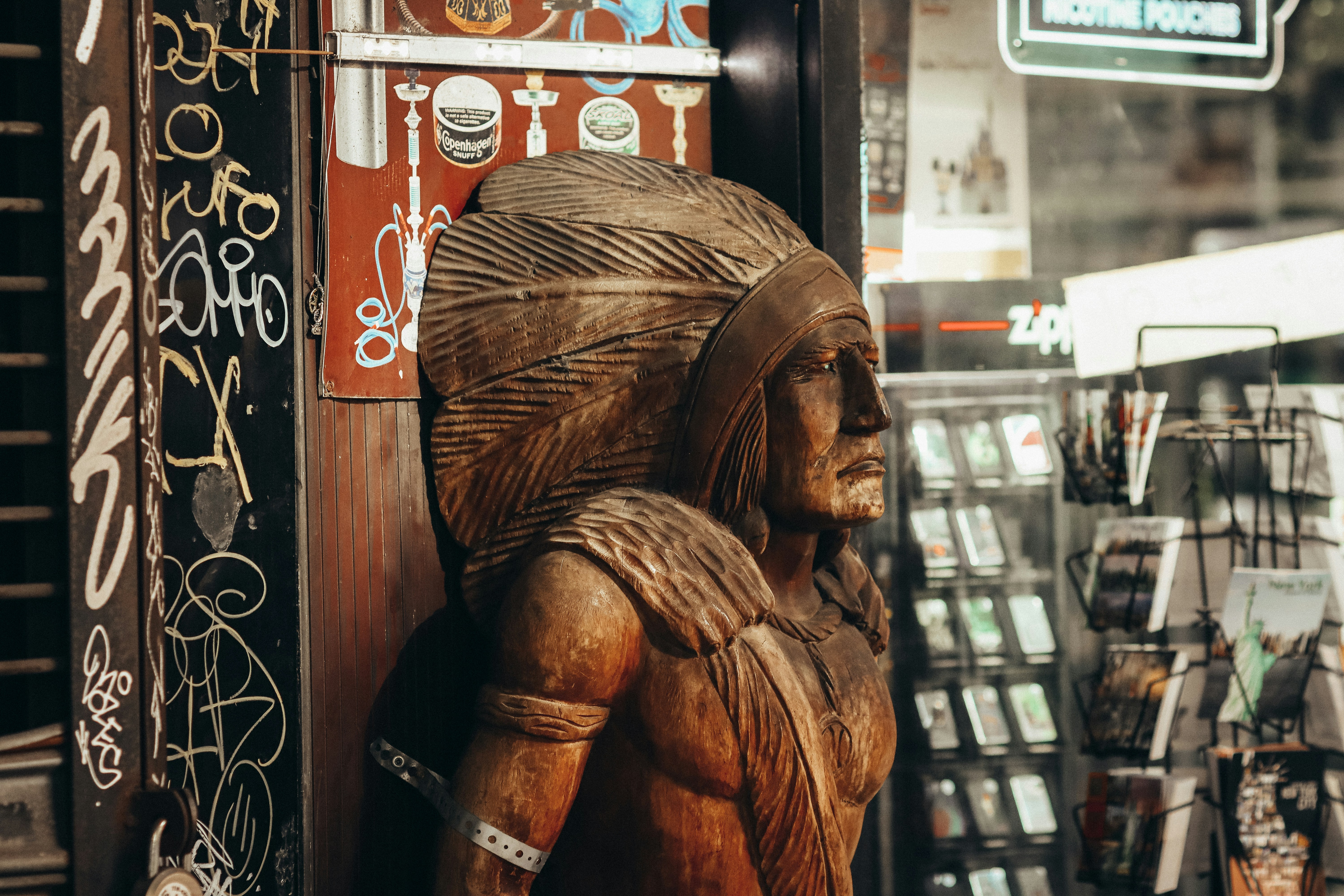 a man standing in front of a store
